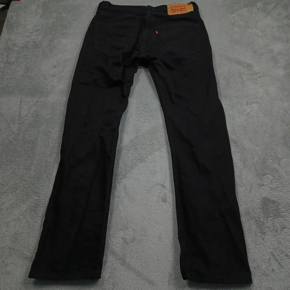Levis 501 Jeans Mens 32x30 Black Denim Distressed Button Fly Cotton Pockets A2